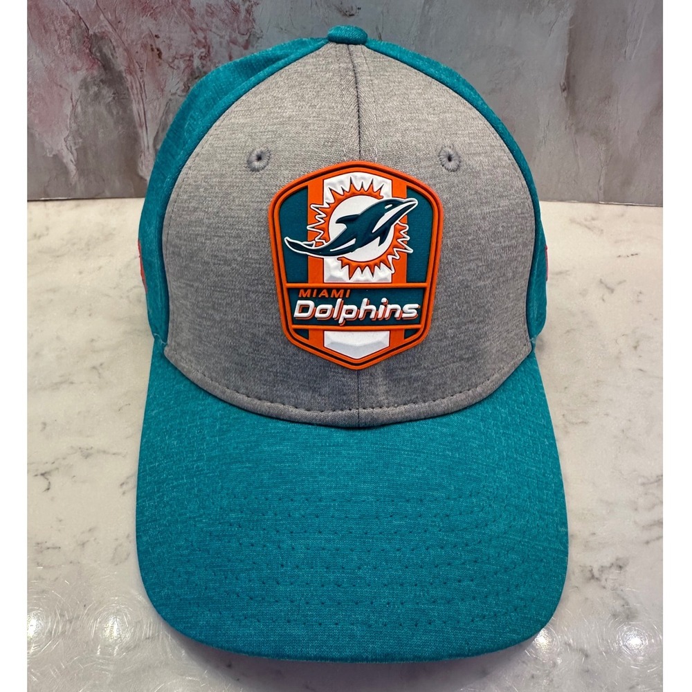 New Era 39THIRTY Miami Dolphins Hat Teal Grey Stretch Fit Cap XS-S NFL MIA